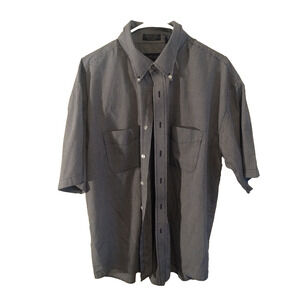 Van Heusen Wrinkle-Free Gingham Shirt XL 17-17.5 Button-Down Short Sleeve